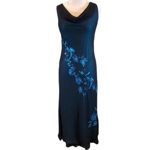 AGB Byer California Black Floral Bias Cut Maxi Dress